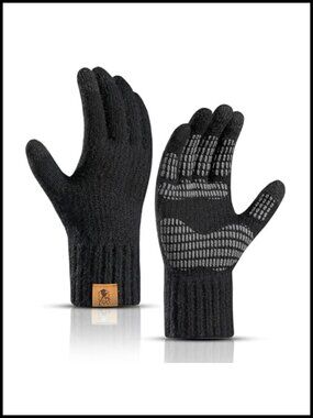 Winter Knit Gloves for Men Touchscreen Thermal Wool Blend Warm Gloves